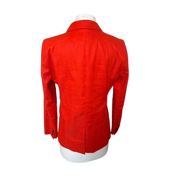 J.Crew Parke Linen Blazer Bright Orange sz 6 Preppy Academia Structured Classic - Picture 6 of 9